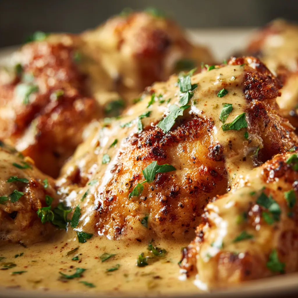 close picture of Spicy Cajun Lime Chicken Creamy Sauce