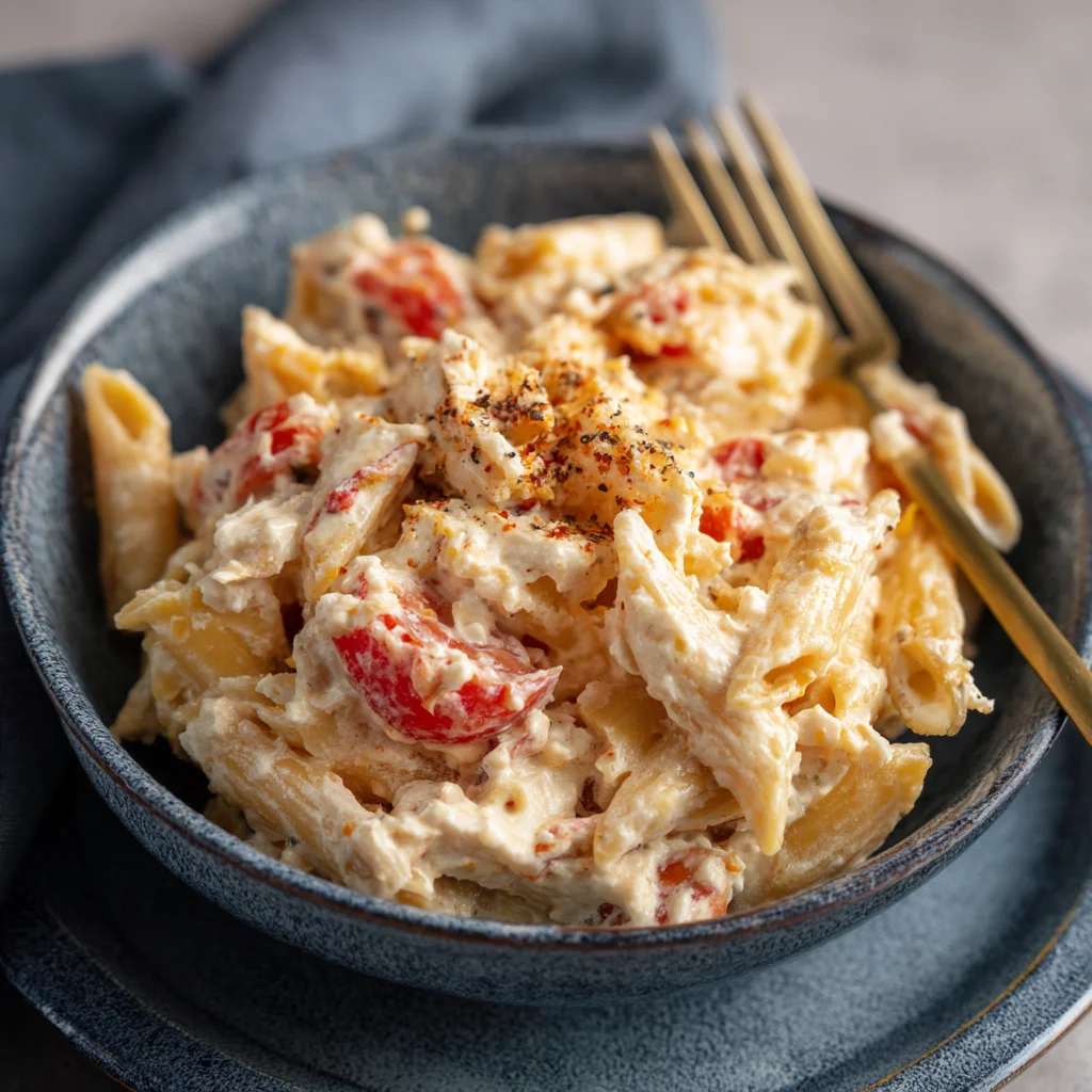 Feta pasta bake ready to serve