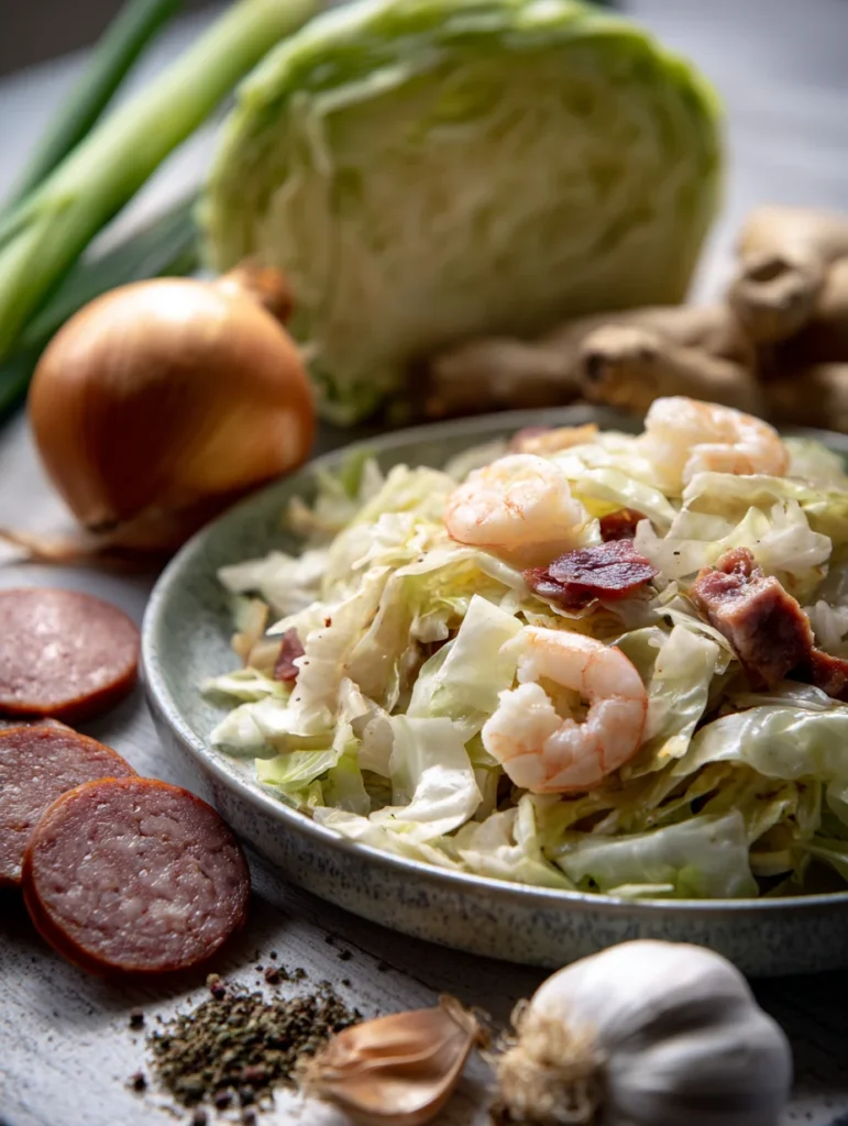 Fried Cabbage with Shrimp, Sausage & Bacon – Bold, Savory, and Comforting 2 Ingredients Fried Cabbage with Shrimp, Sausage & Bacon