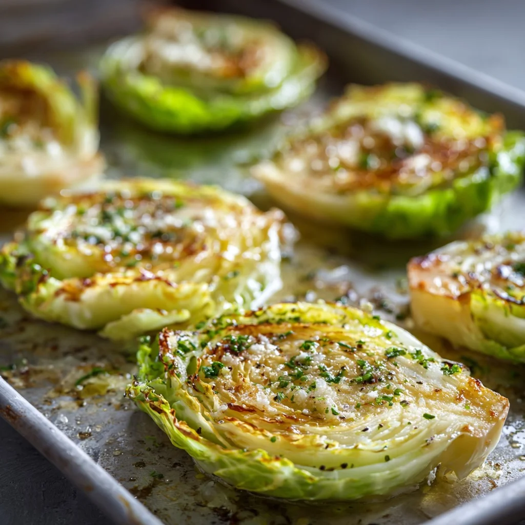 final serving of Garlic Butter Roasted Cabbage Steaks 