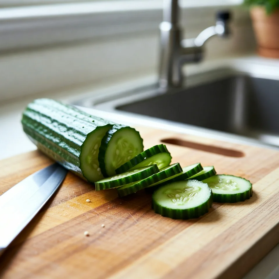 cut cucumber in slices