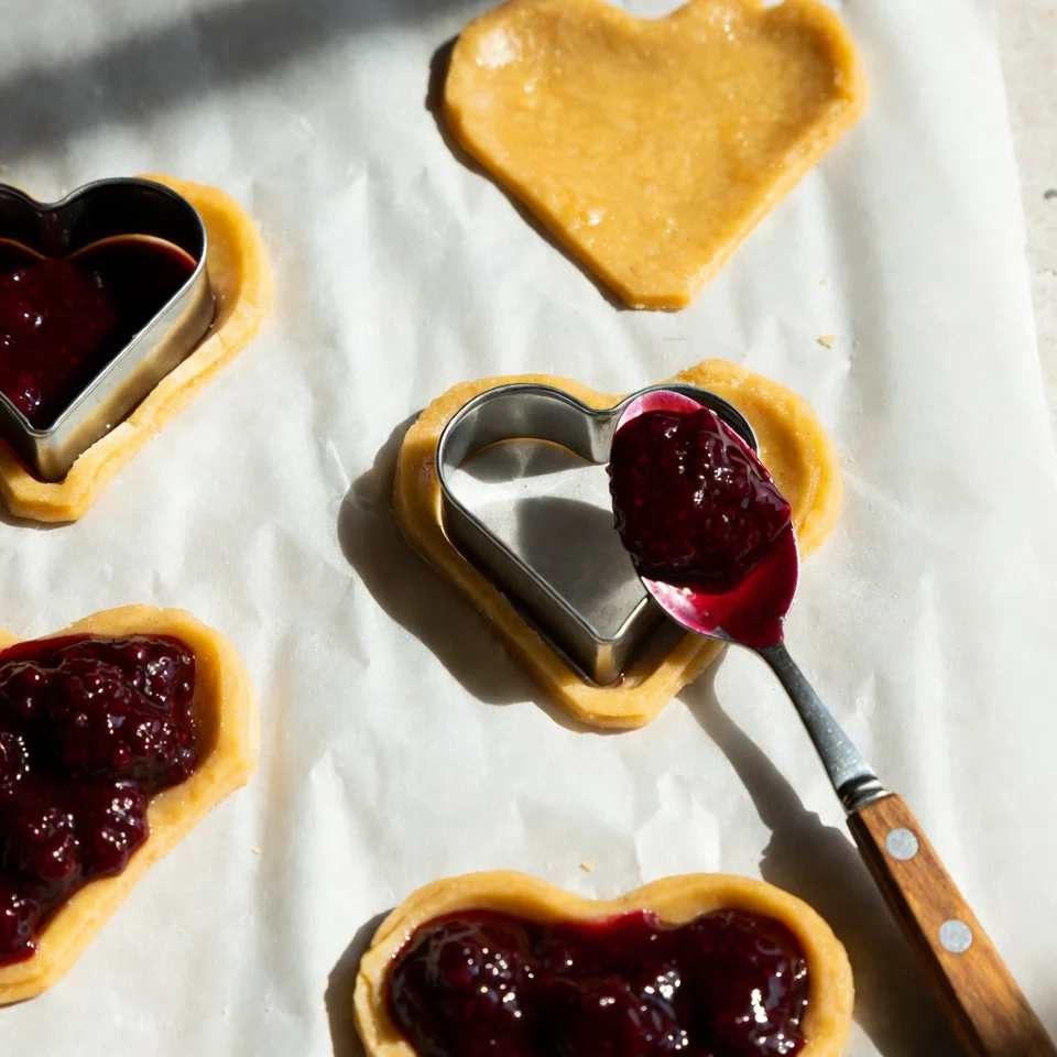 filling heart shaped hand pies