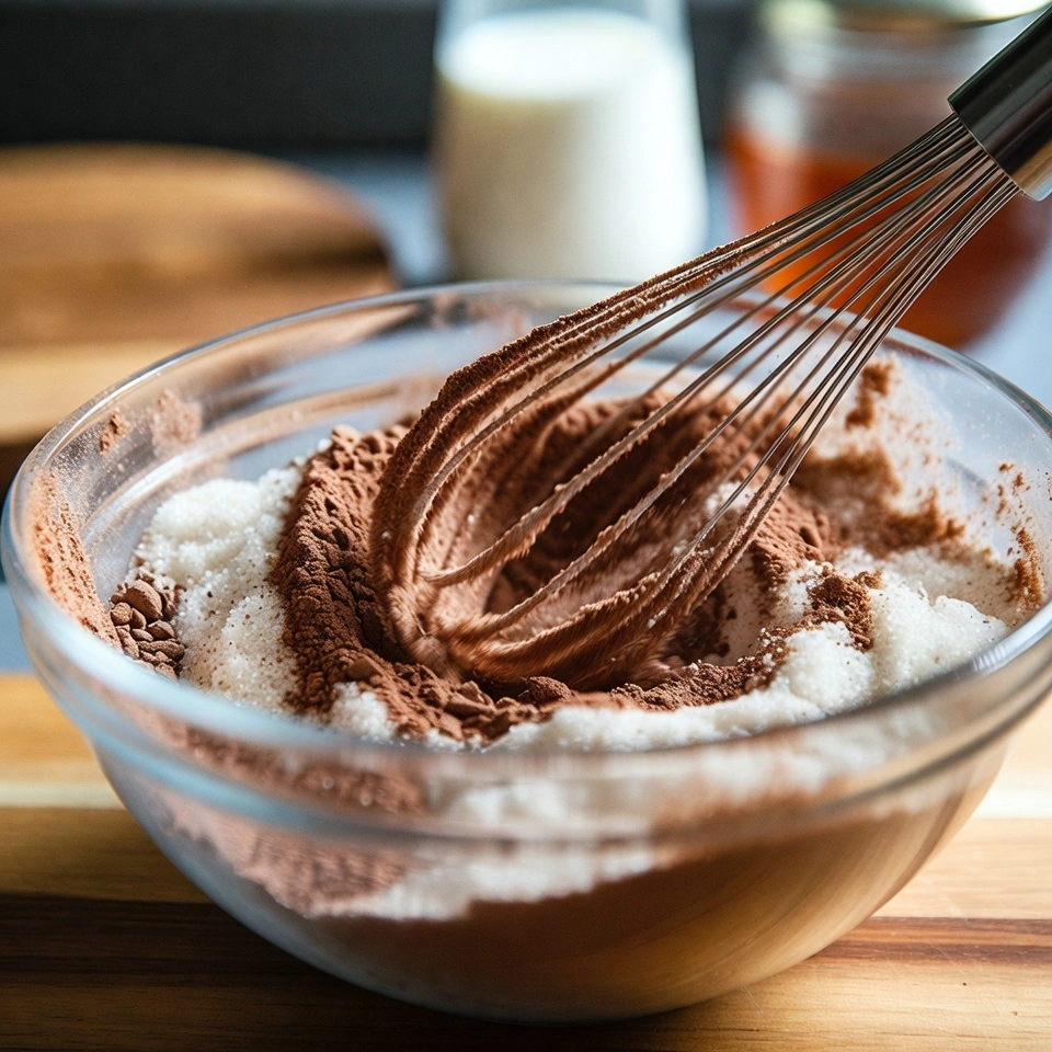 blending ingredients of Hot Cocoa Mix