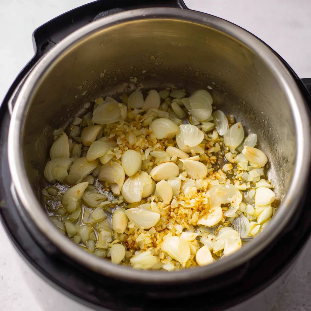 Instant Pot to sauté mode. Add oil or butter,