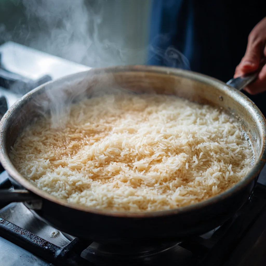 Rice and Peas Jamaican Recipe – Authentic, Comforting, and Full of Island Flavor 3 Cooking coconut milk and peas for Jamaican rice and peas