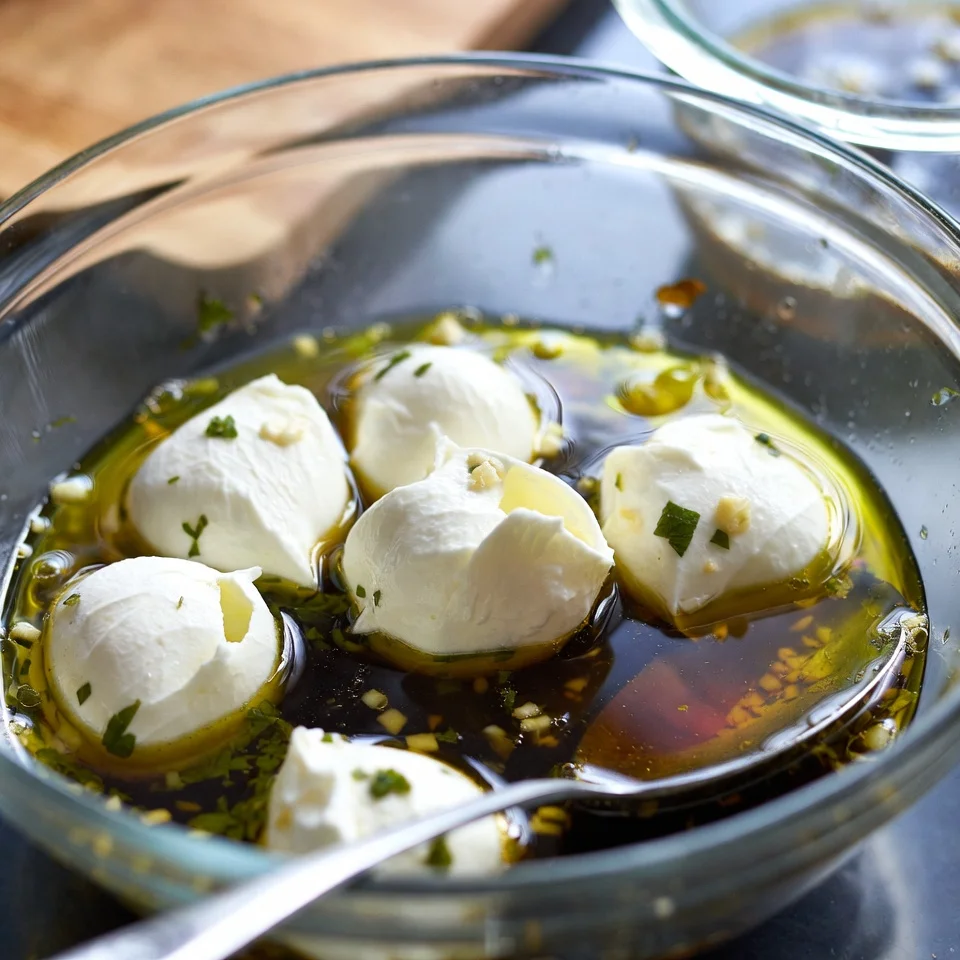mozzarella into the marinade
