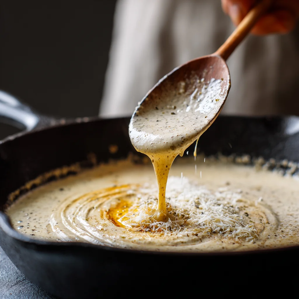 Mushroom Ravioli with Spinach Recipe 5 Creamy sauce preparation for mushroom ravioli with spinach