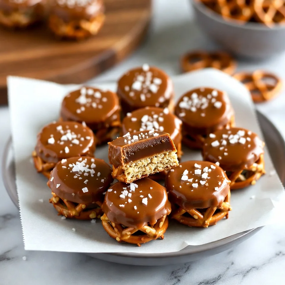 No Bake Salted Caramel Pretzel Bites 5 Chocolate topping added to no bake caramel pretzel bites
