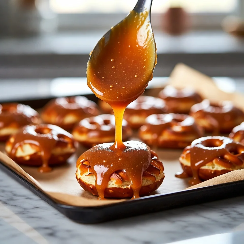 No Bake Salted Caramel Pretzel Bites 4 Chocolate topping added to no bake caramel pretzel bites