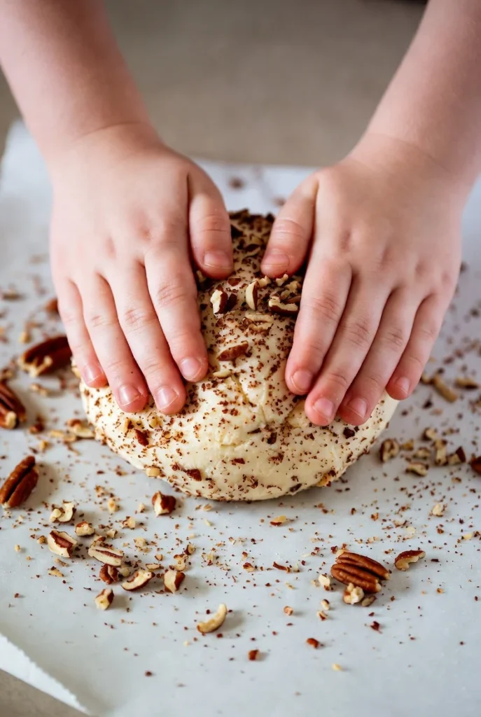 Pineapple and Pecan Cheese Ball – Sweet, Creamy, and Perfect for Any Gathering 4 Scoop the mixture onto plastic wrap and shape it into a ball.