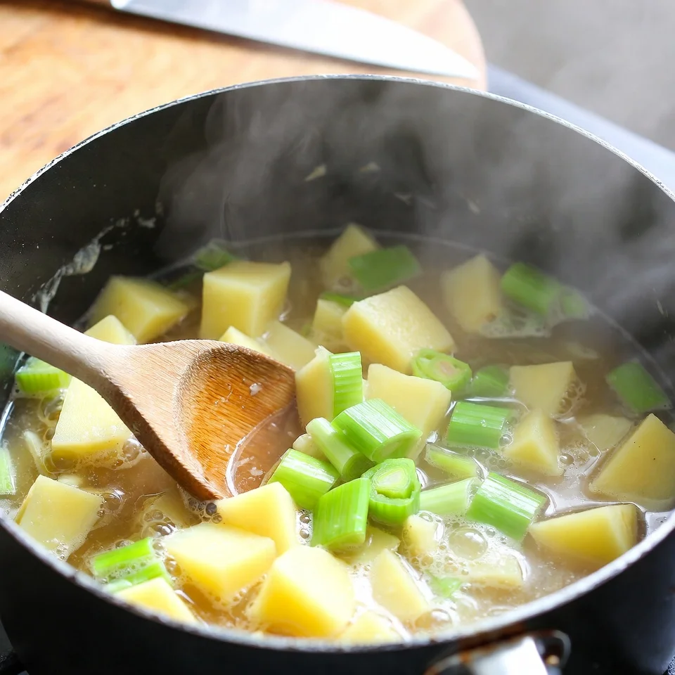 Potato Leek Soup 4 potato leek soup leeks cooking