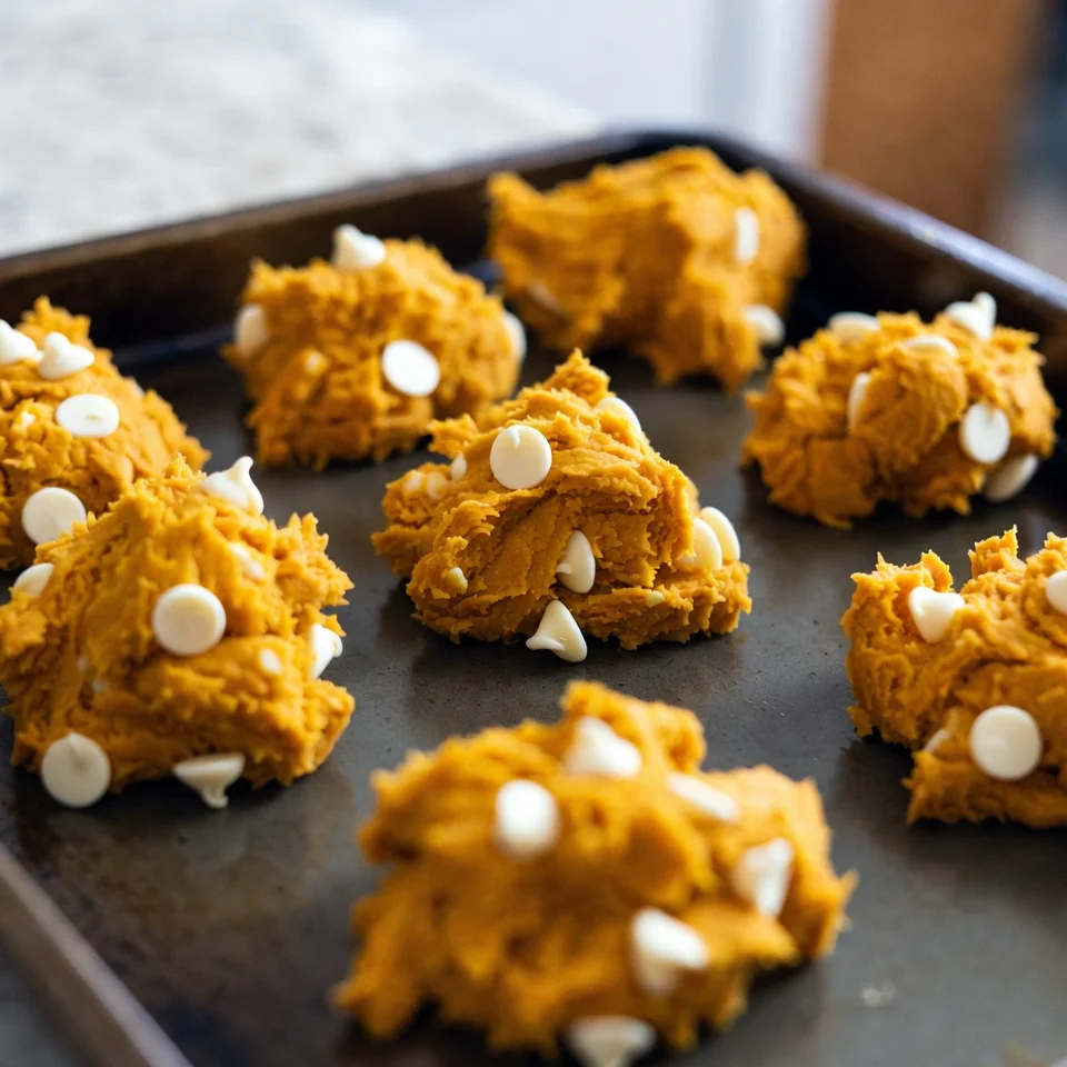 Healthy Pumpkin White Chocolate Chip Cookies 4 pumpkin white chocolate chip cookies ready to bake