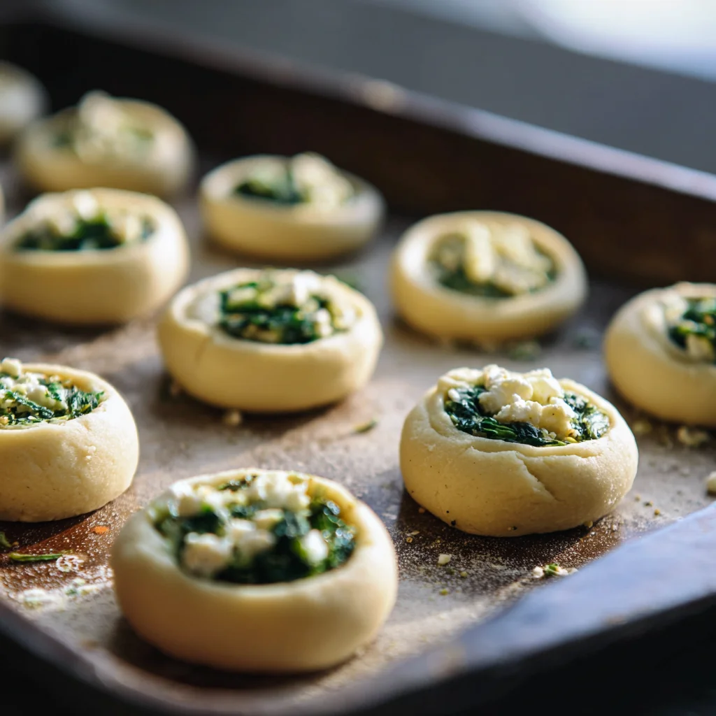Spinach and Feta Spanakopita Cookies – Crispy, Savory, and Perfectly Snackable 5 Bake until the cookies are lightly golden