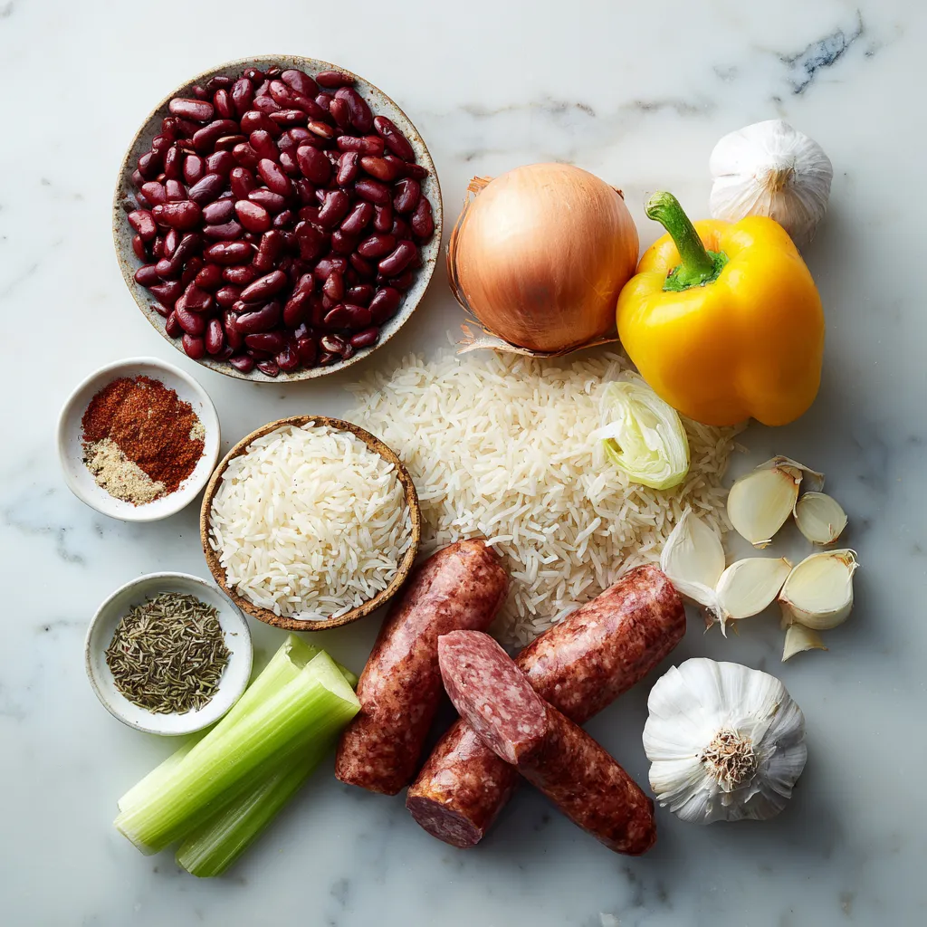ingredients of Louisiana Red Beans and Rice Recipe