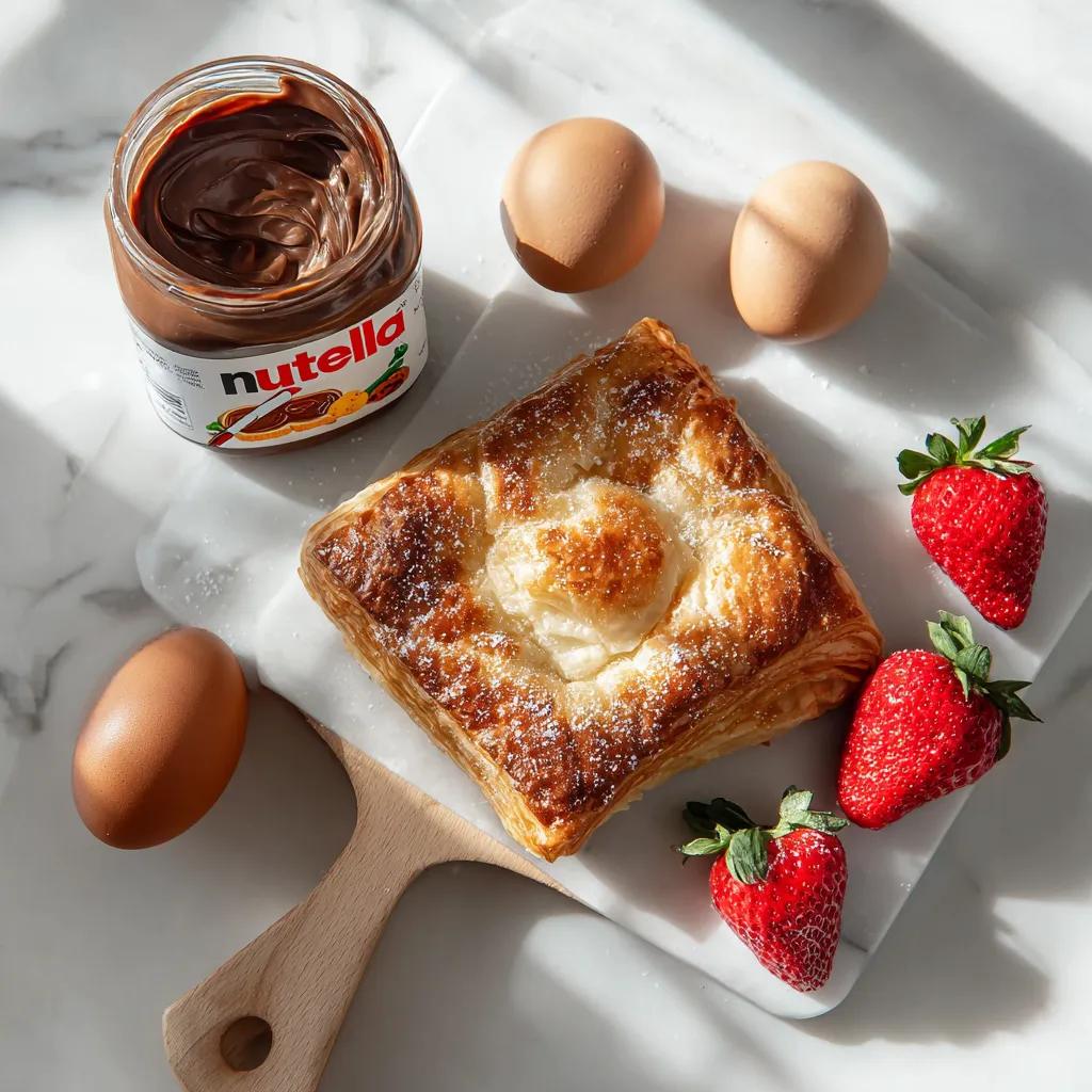 Strawberry Nutella Puff Pastry Hearts 3 ingredients of Strawberry Nutella Puff Pastry Hearts