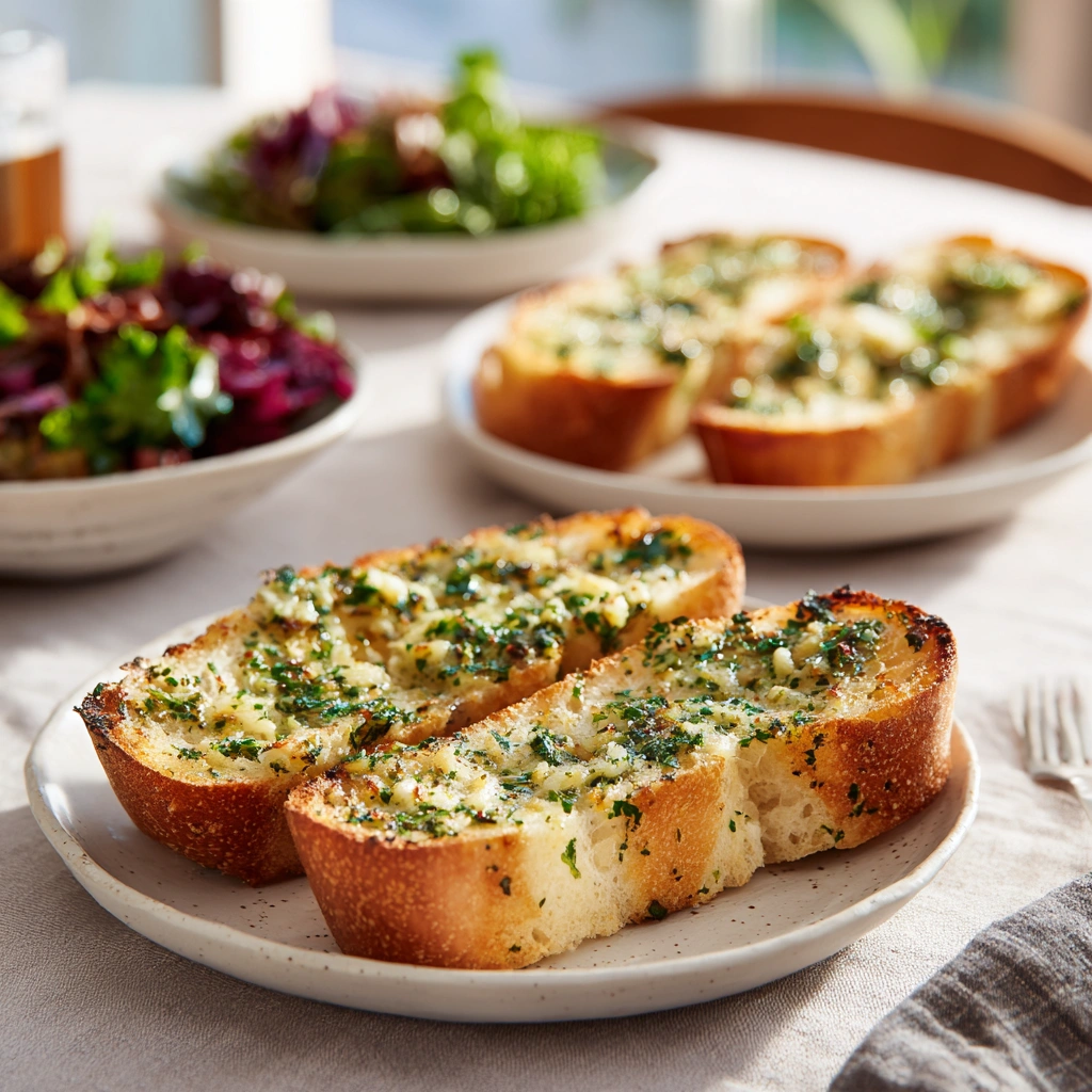 serving the Easy Garlic Bread