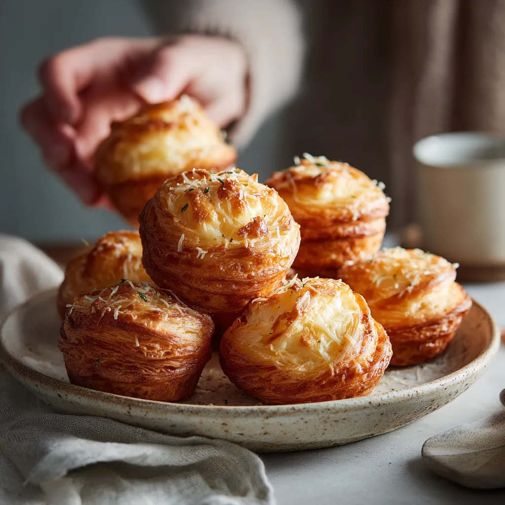 serving the Golden Garlic Parmesan Cruffins