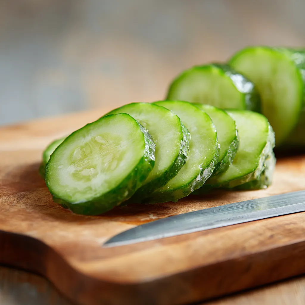 cutting the cucumber