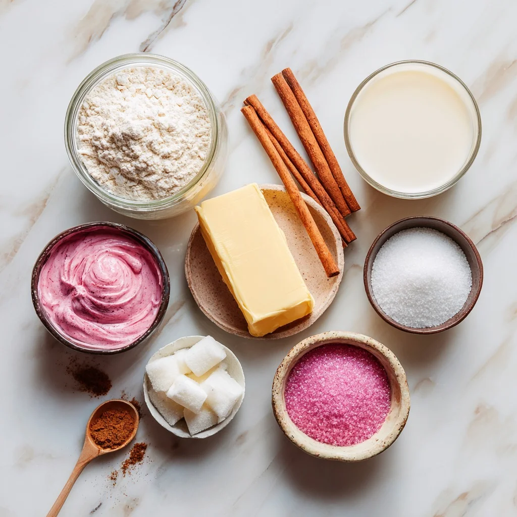 ingredients used in Vegan Pink Cinnamon Rolls