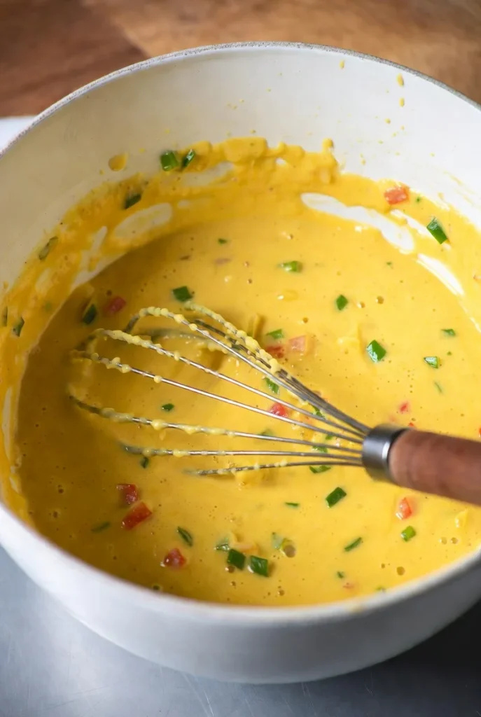 Vegan Egg Bites Muffin Tins – Soft, Savory, and Perfect for Busy Mornings 3 Mixing batter for vegan egg bites