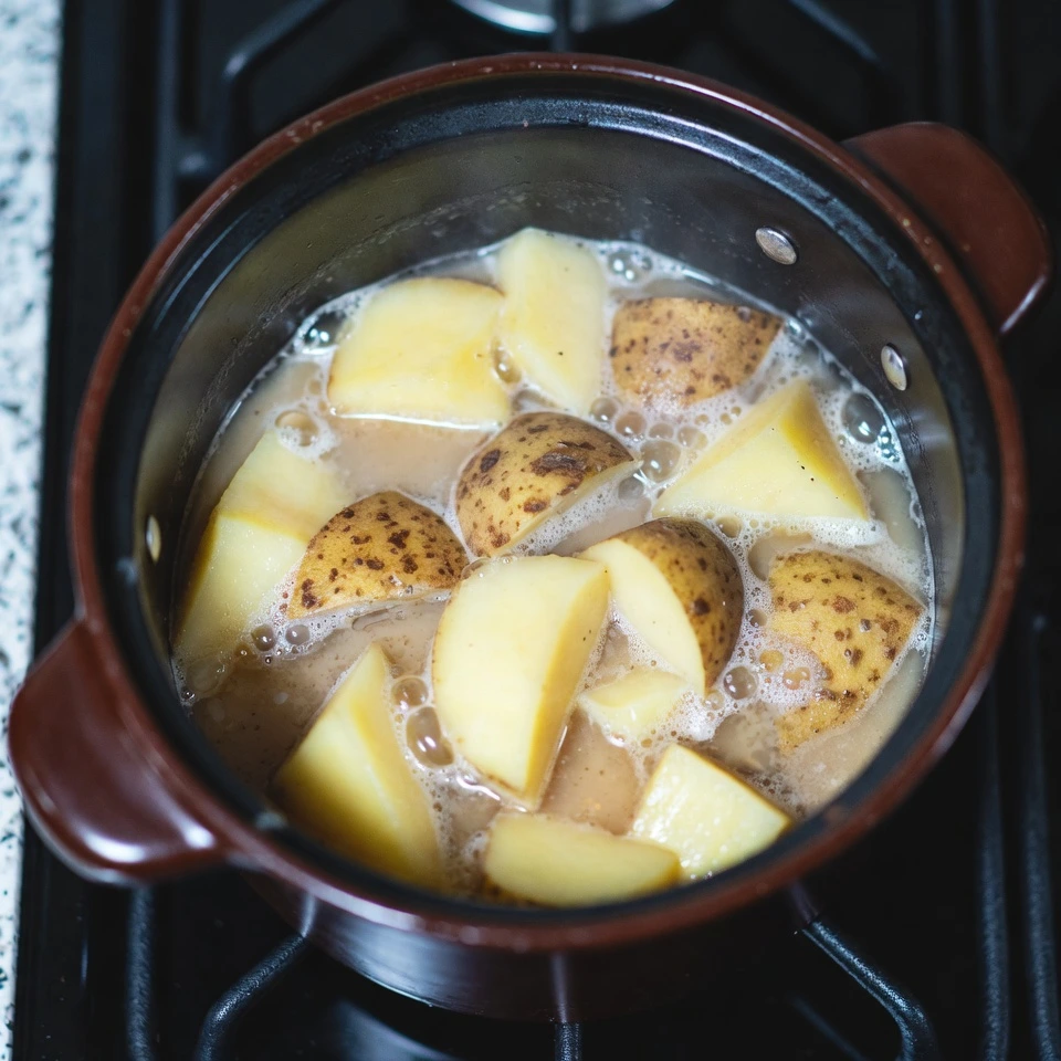 Chicken Potato Soup 5 potatos boiling