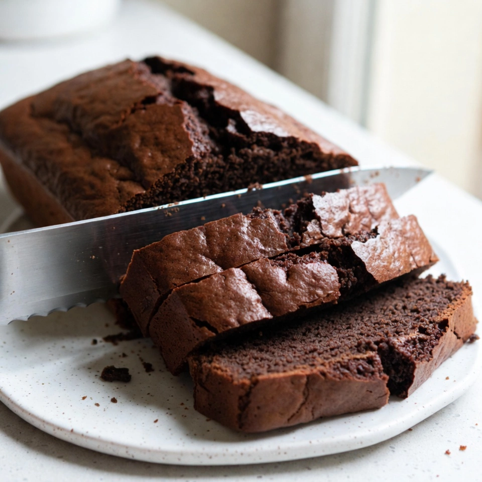 Chocolate Pound Cake That’s Rich, Moist, and Perfectly Indulgent 5 cutting slice of Chocolate Pound Cake