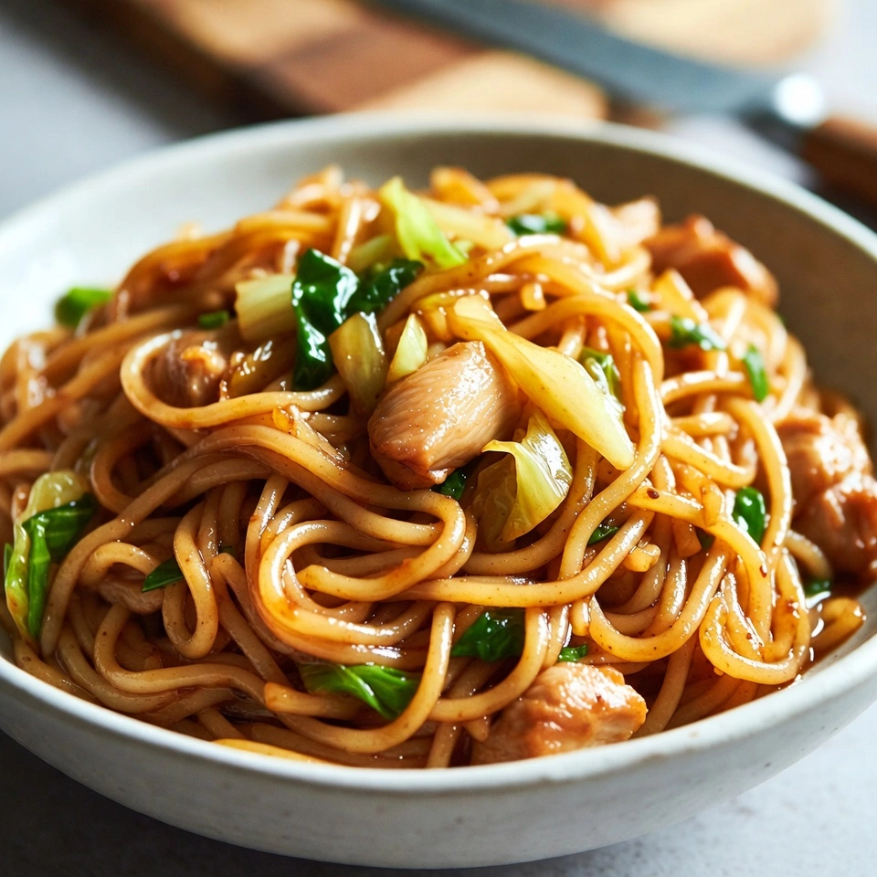 Chicken Cabbage Noodle Stir Fry