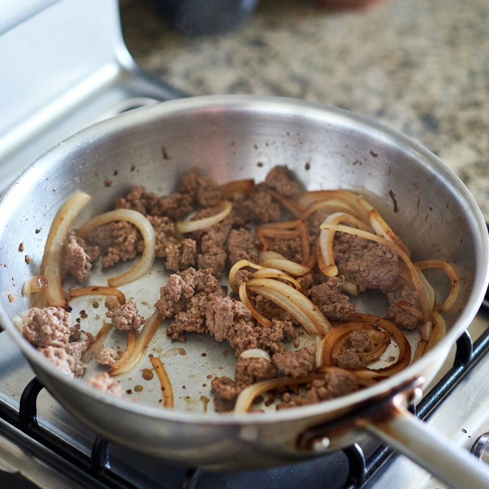 cooking beef for Frito Cowboy Cabbage