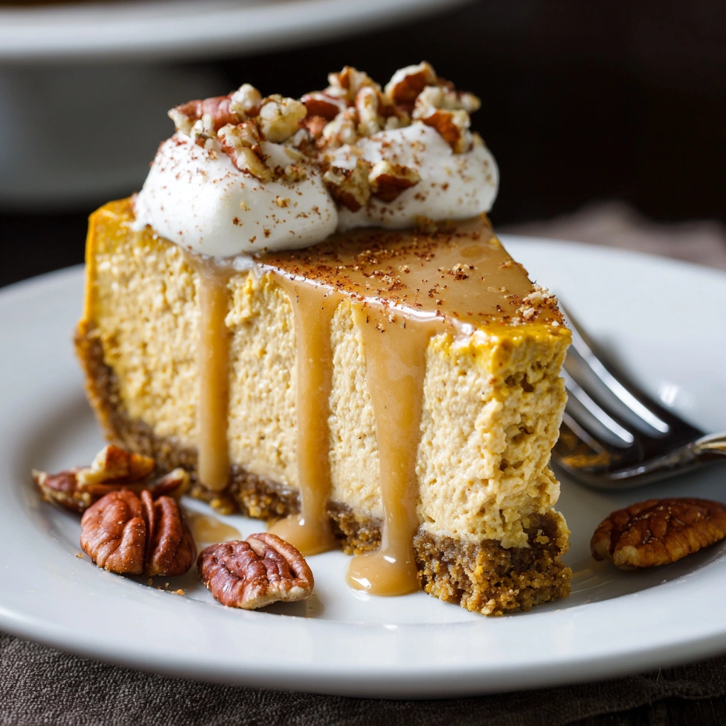 No-Bake Salted Pecan Pumpkin Cheesecake