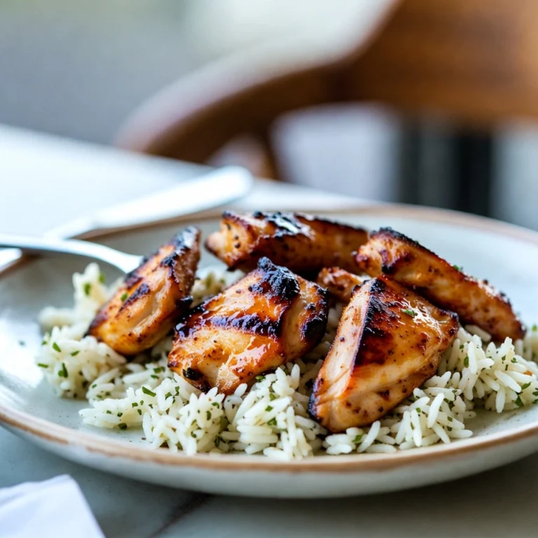 Grilled Maple Sriracha Chicken Bites with Coconut Rice