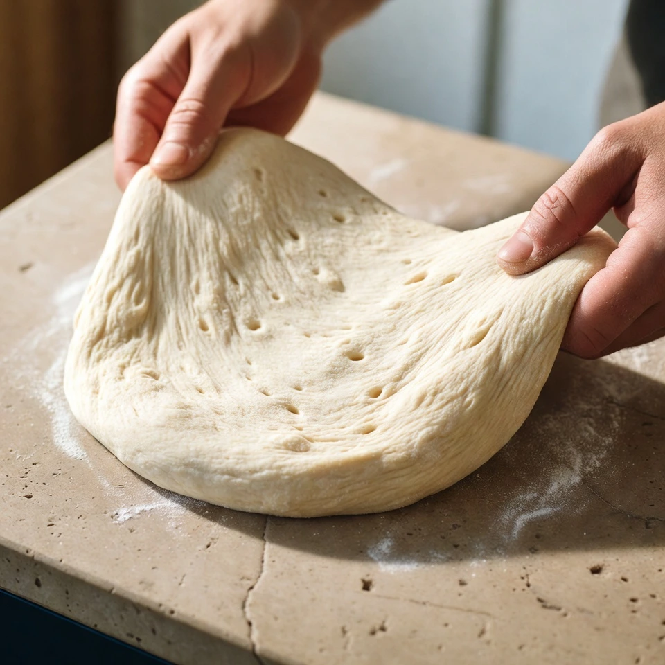 shaping the Pizza Hut dough