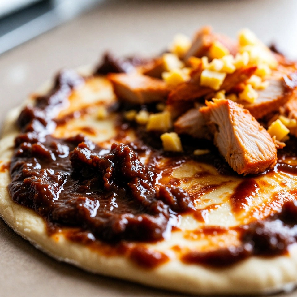 putting all ingredients on dough