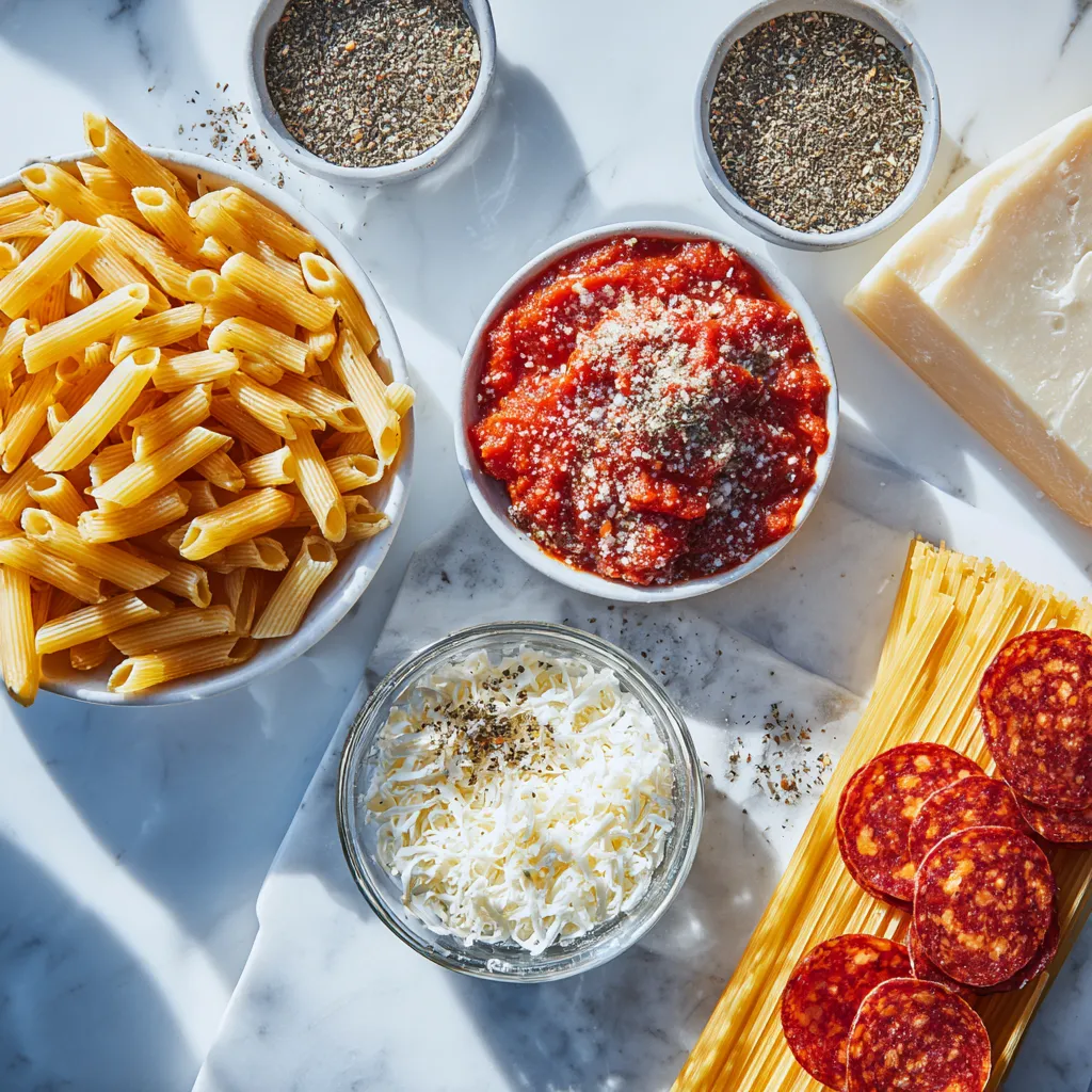 ingredients of TikTok Pizza Pasta Casserole