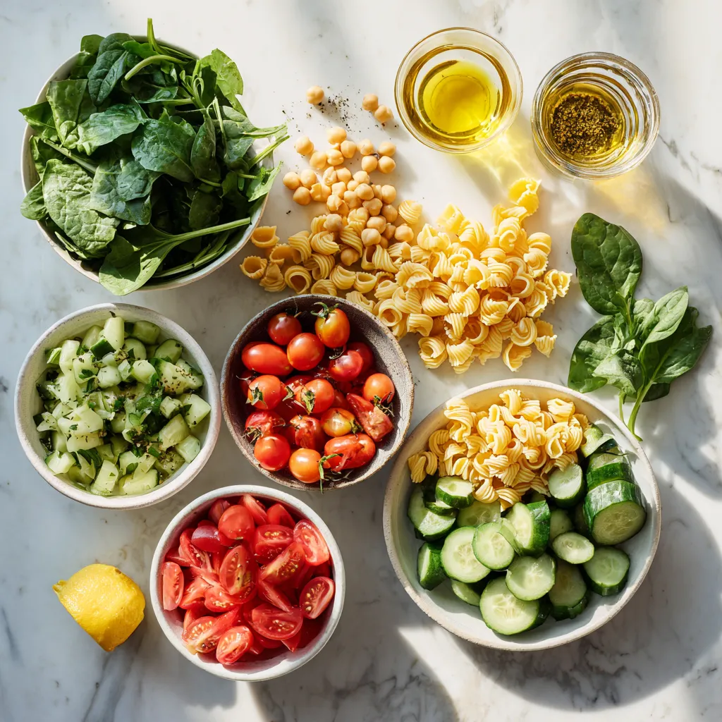 ingredients for Chickpea Pasta Salad