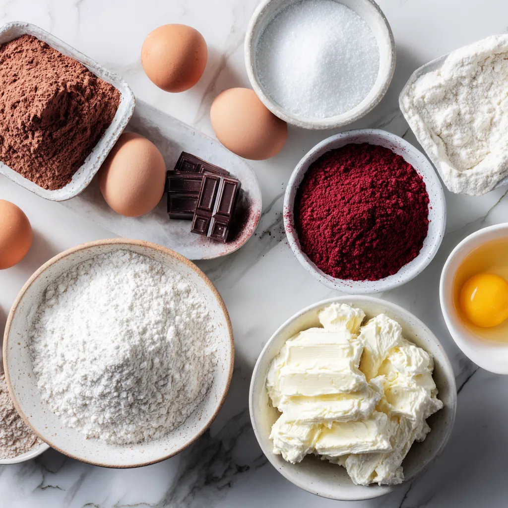 Valentine’s Heart Red Velvet Cake 3 ingredients of Valentine’s Heart Red Velvet Cake