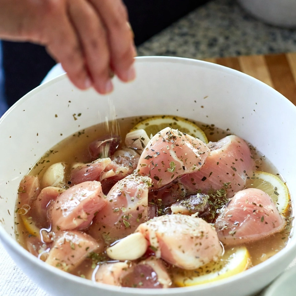 Air Fryer Chicken Souvlaki 4 marinate the chicken for Air Fryer Chicken Souvlaki