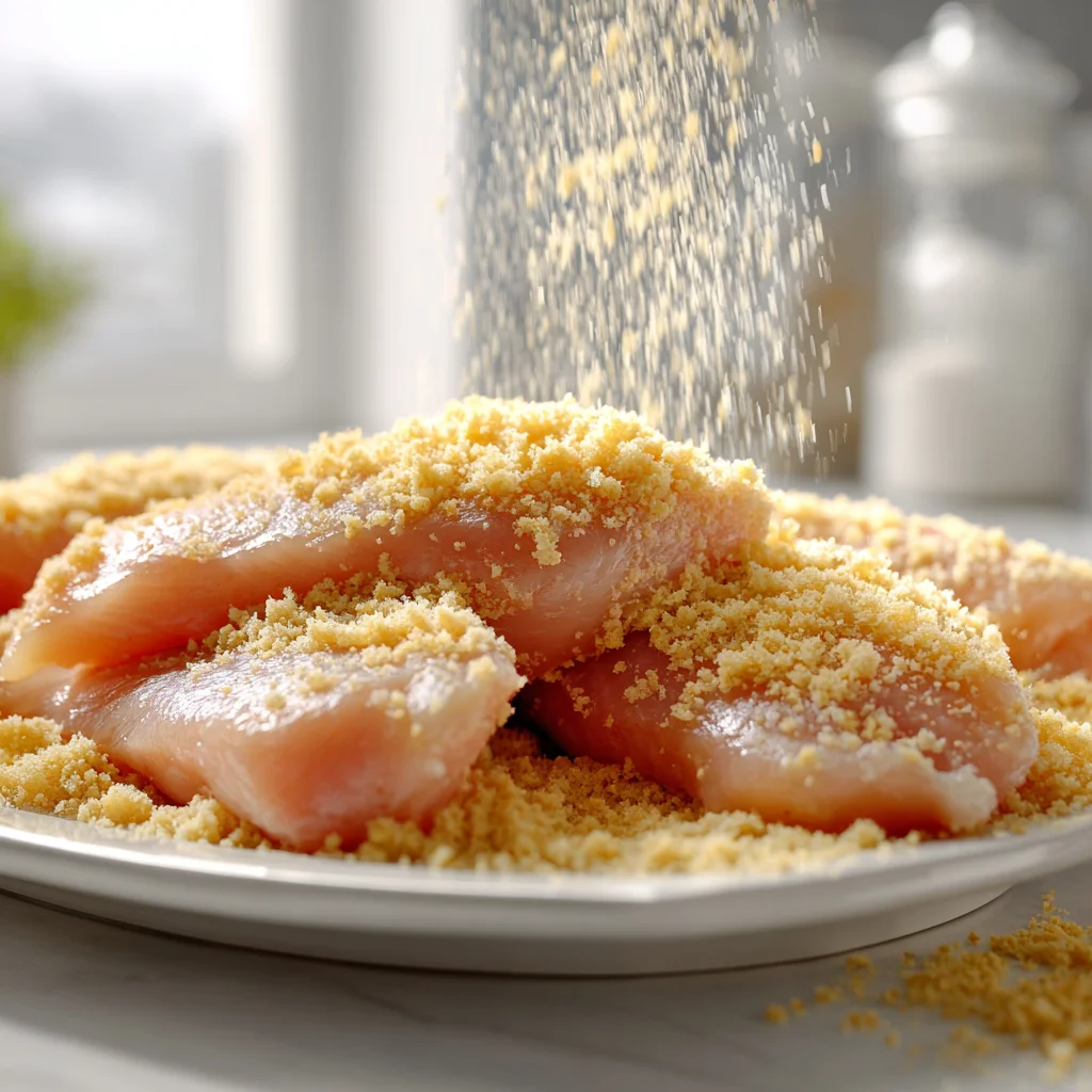 Air Fryer Chicken Tenders – Crispy Outside, Juicy Inside Every Time 2 Coating chicken tenderloins in breadcrumbs for air fryer chicken tenders