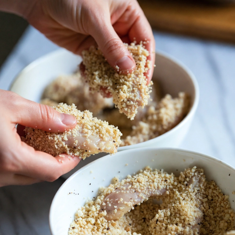 coatinh the chicken Air Fryer Chicken Tenders