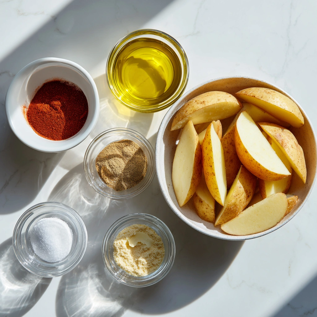 Air Fryer Potato Wedges 3 ingredients of Air Fryer Potato Wedges recipe