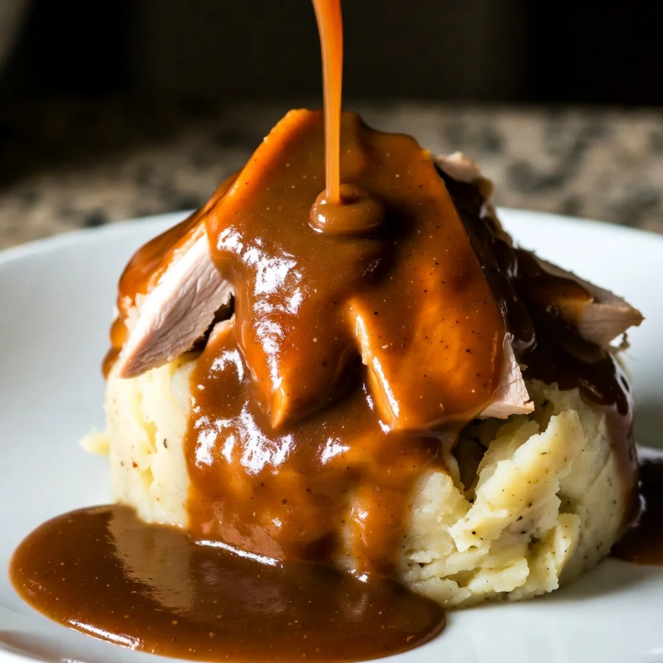 How to Make the Best Turkey Gravy Recipe (Rich, Smooth & Foolproof) 6 Turkey gravy served with roast dinner