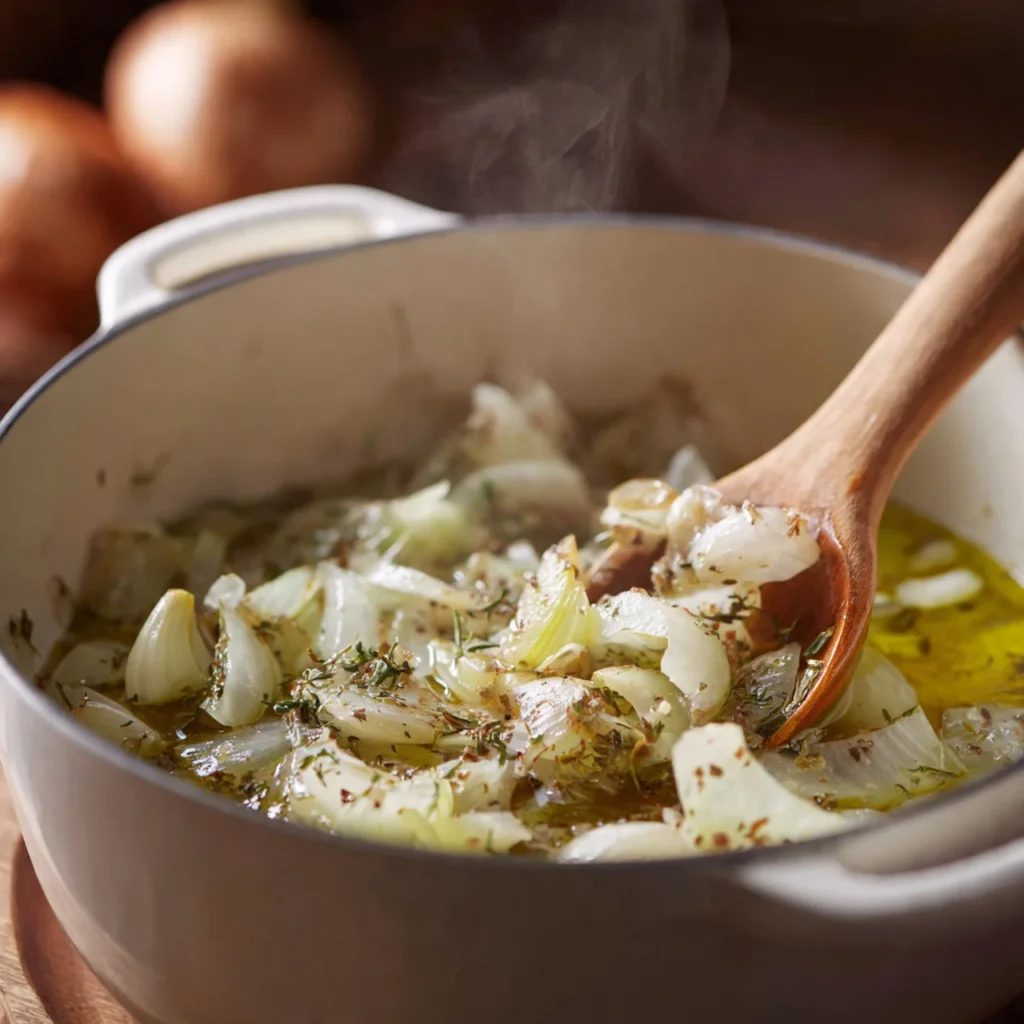 Black Bean Soup, Cozy, Creamy & Packed with Flavor 3 Sautéing onion and garlic for homemade black bean soup
