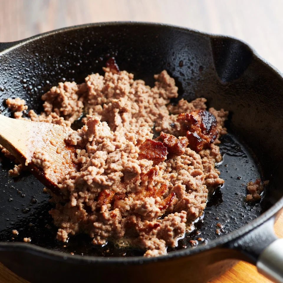 Cabbage Roll Skillet 3 Browning ground beef for cabbage roll skillet