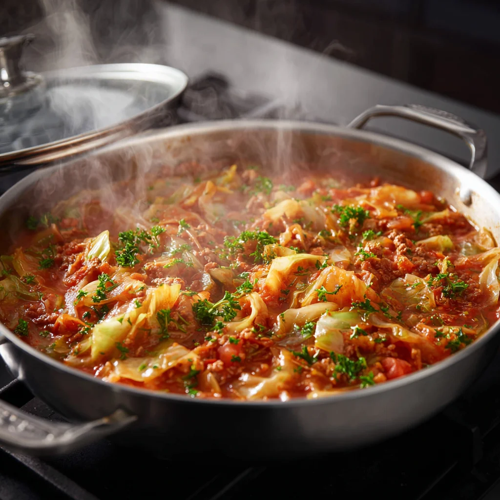 Cabbage Roll Skillet 5 Browning ground beef for cabbage roll skillet