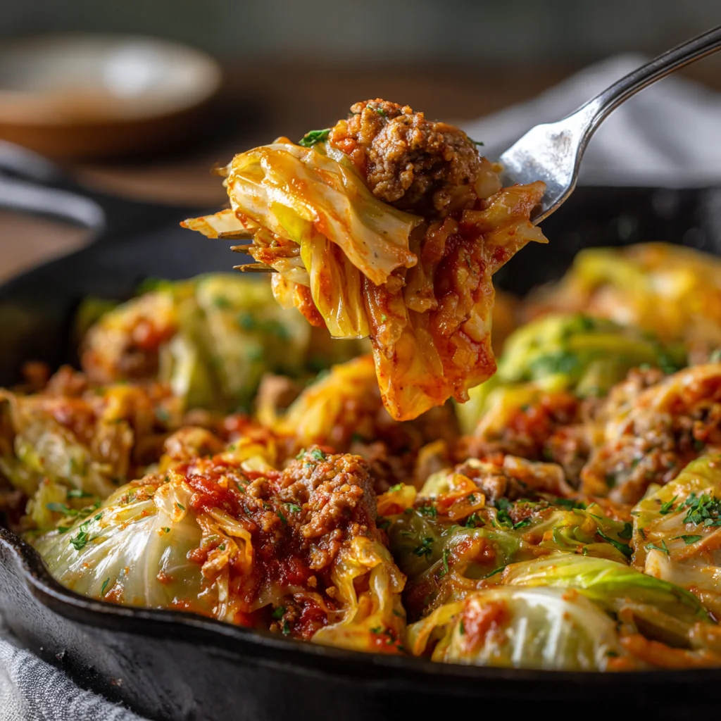 Cabbage Roll Skillet 6 Close up of cabbage roll skillet texture