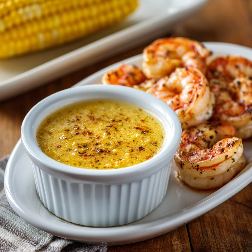 serving Cajun Garlic Butter Sauce with shrimp