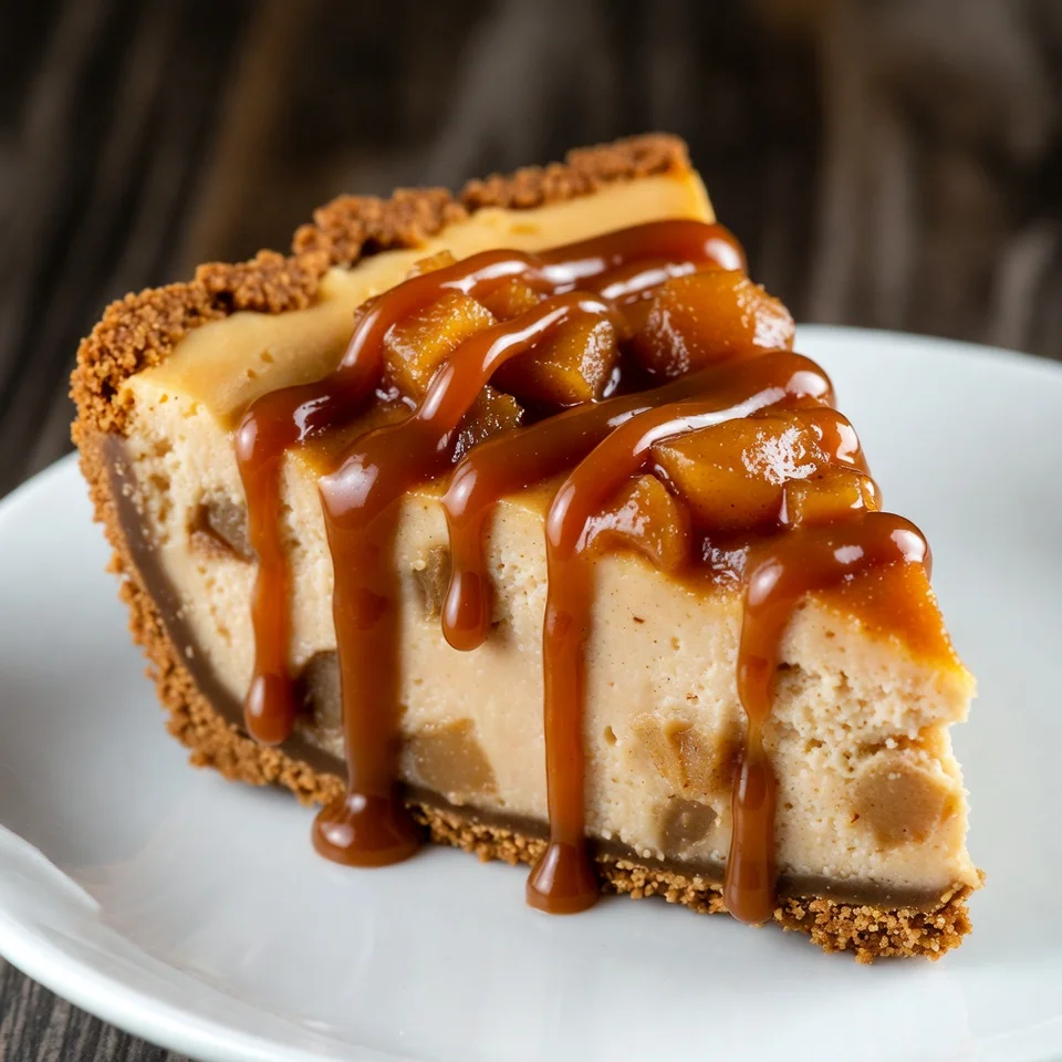 Freshly baked caramel apple cheesecake