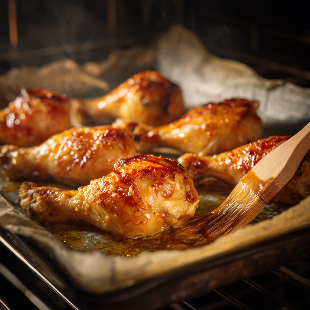 Honey garlic drumsticks baked in oven until golden