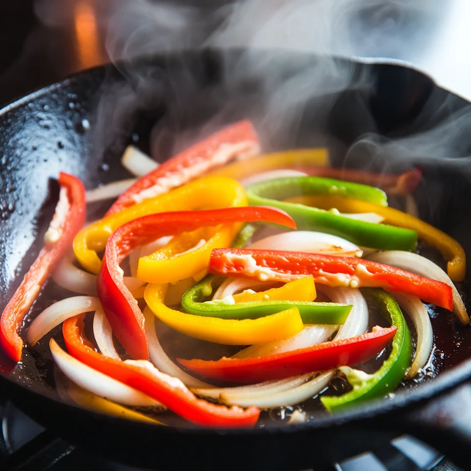 Searing chicken fajita mix in skillet