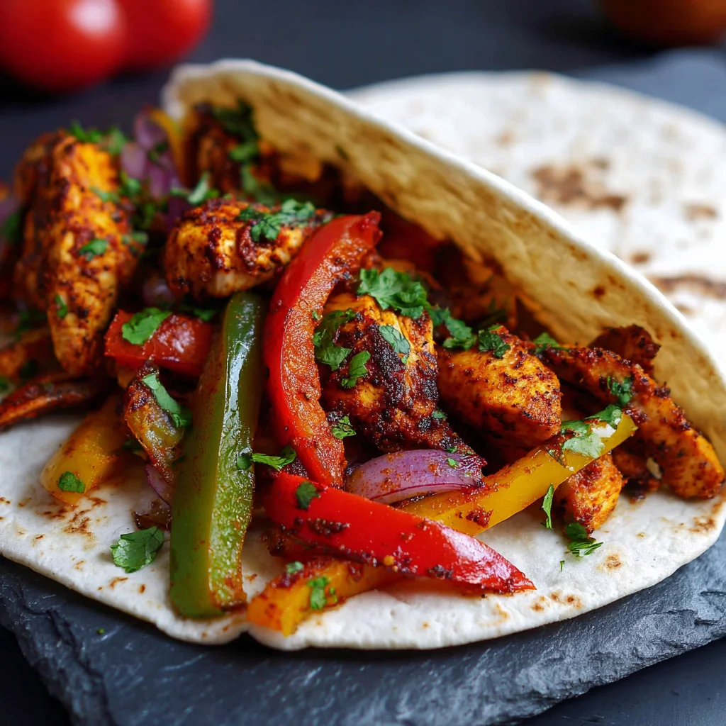 Quick and easy chicken fajitas served in tortillas