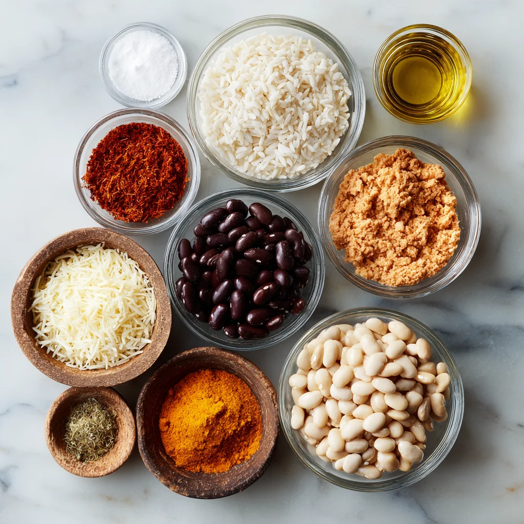 Chile Colorado with Rice & Beans Plate 2 Ingredients used in Chile colorado with rice and beans dinner plate recipe